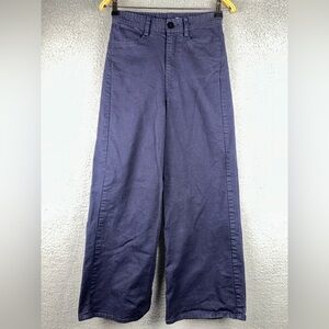 Tribe Alive Pants Womens 4 Blue Cotton High Waist Wide Leg Trousers